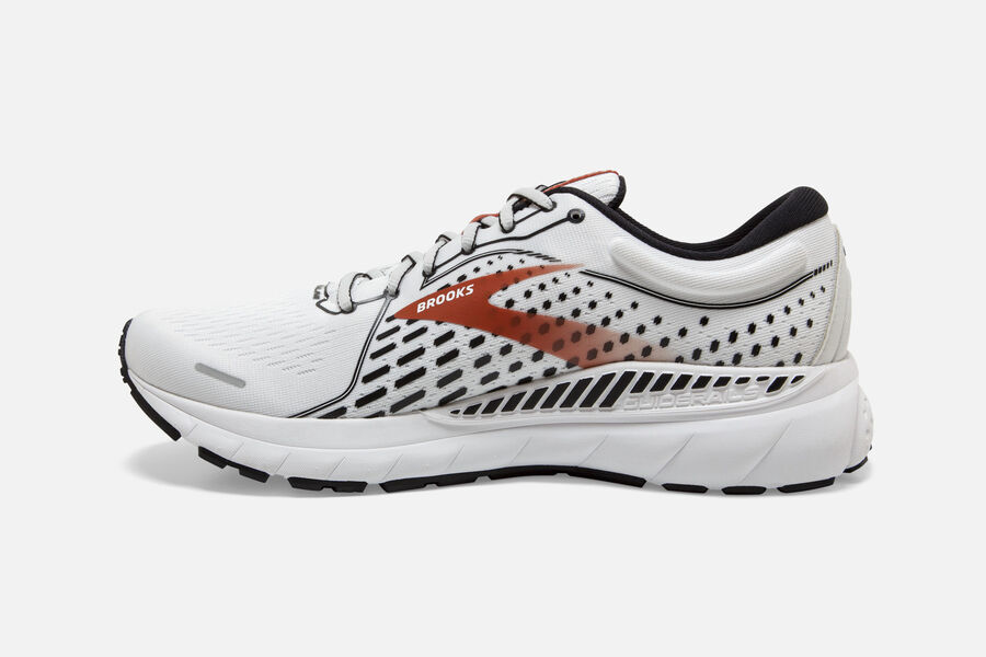 Brooks Running Shoes Mens White/Black/Orange - Adrenaline GTS 21 Road - 9543-JIHCB